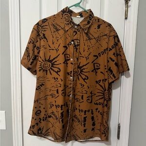 Brown Graphic Short Sleeve Shirt